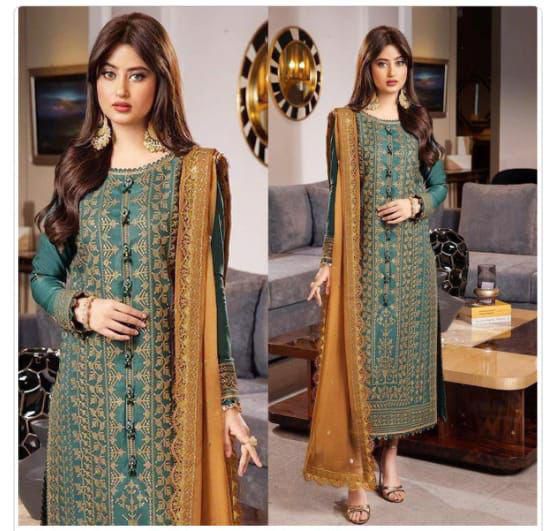 ASIM JOFA - 3pc Lawn Front Heavy Embroidered with Embroidered Soft Chiffon Dupatta