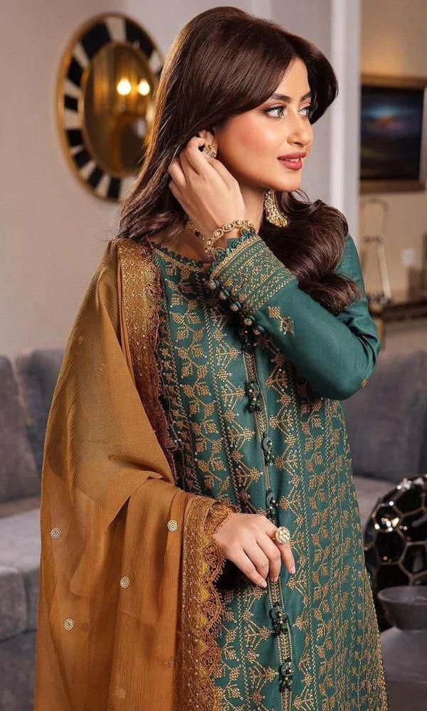ASIM JOFA - 3pc Lawn Front Heavy Embroidered with Embroidered Soft Chiffon Dupatta