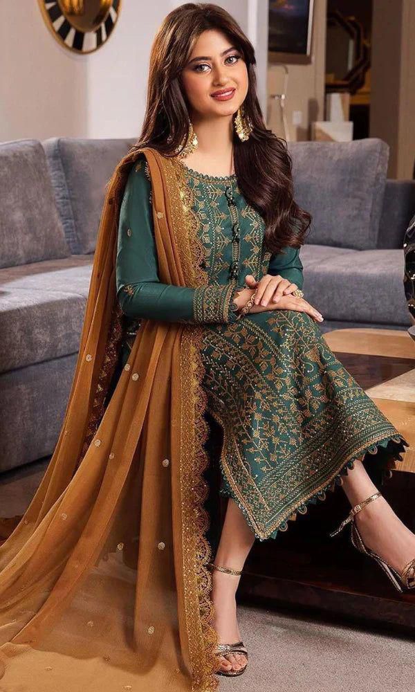 ASIM JOFA - 3pc Lawn Front Heavy Embroidered with Embroidered Soft Chiffon Dupatta