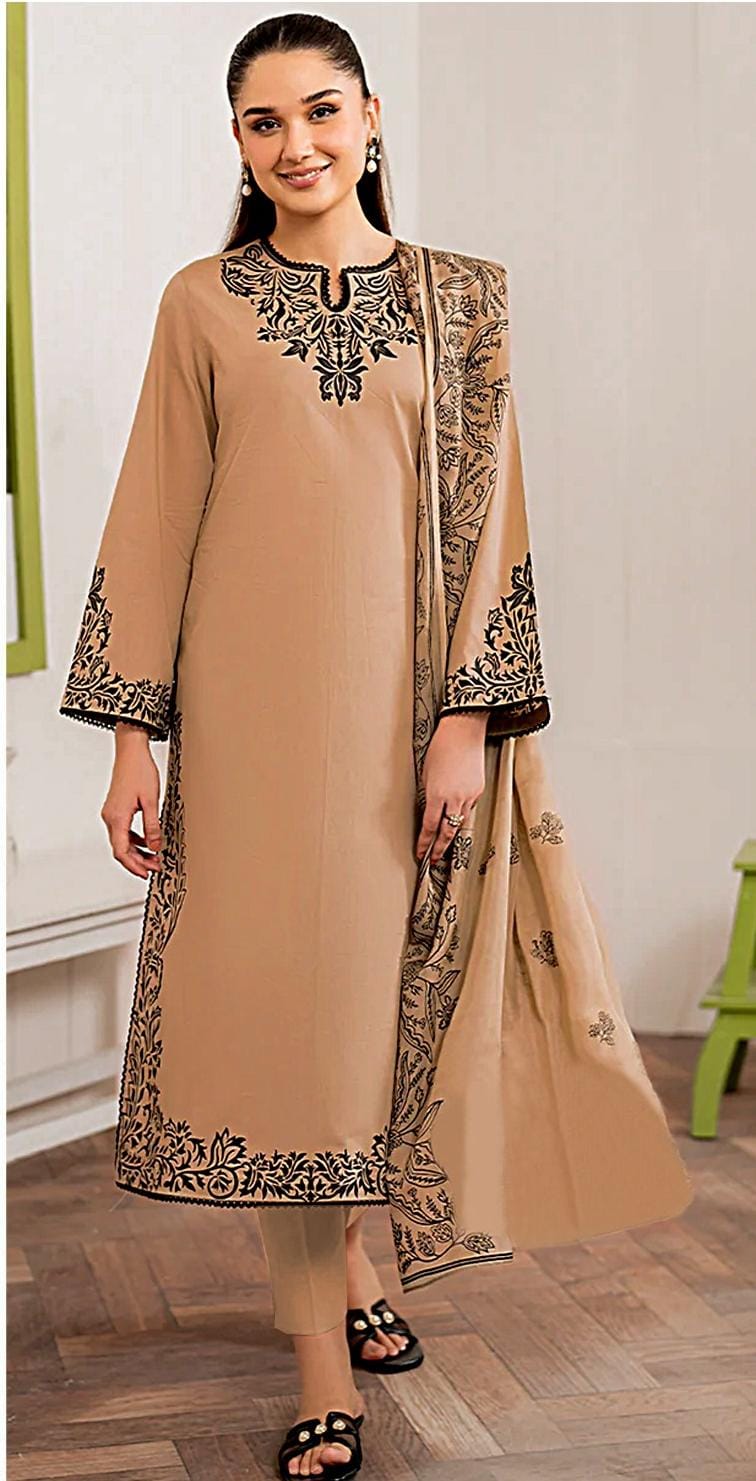 Garnet - 3pc LAWN Embroidered with Emb Chiffon Dopata