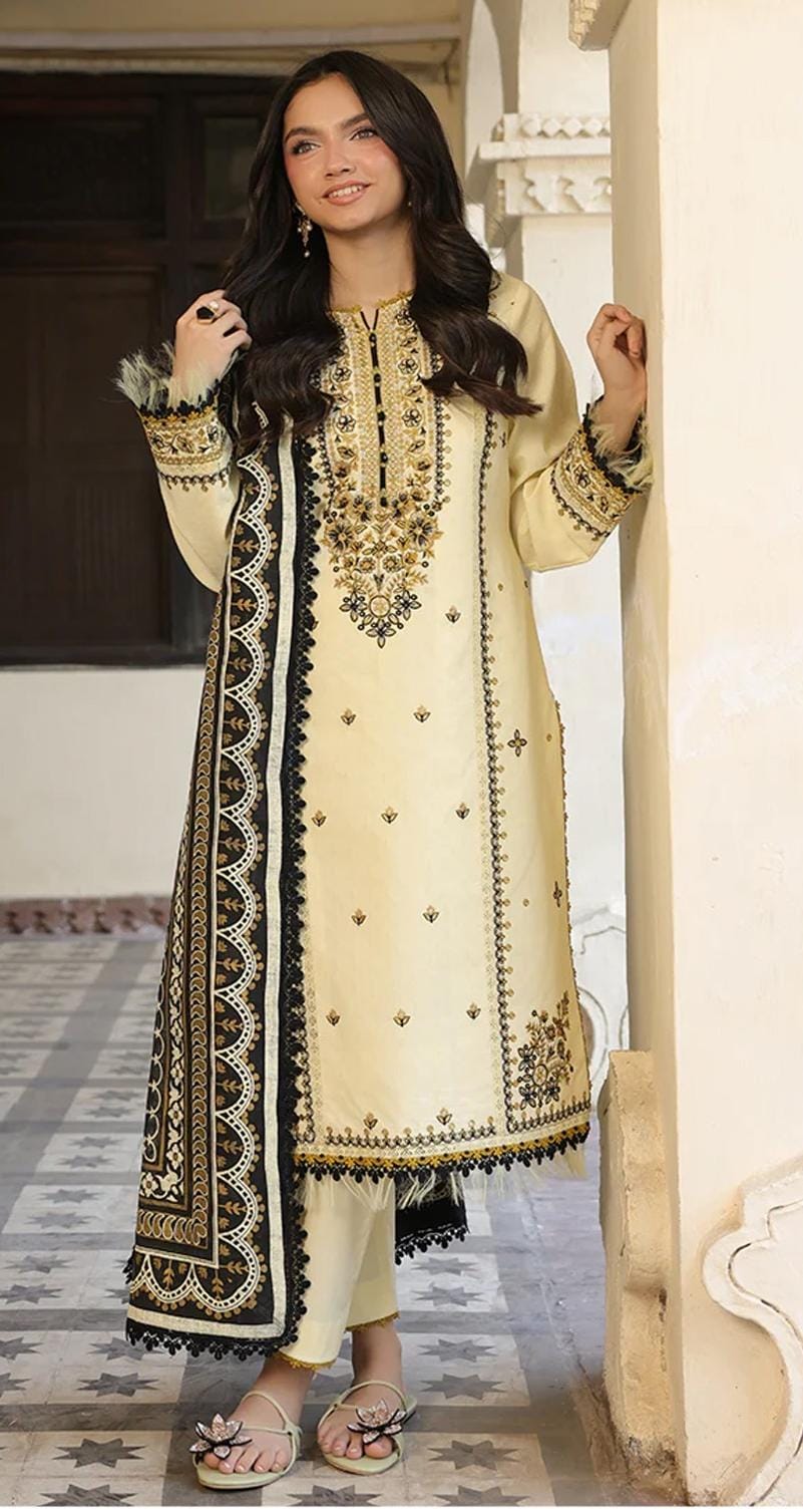 Asim Jofa - 3pc LAWN Embroidered with Printed Soft chiffon Dopata