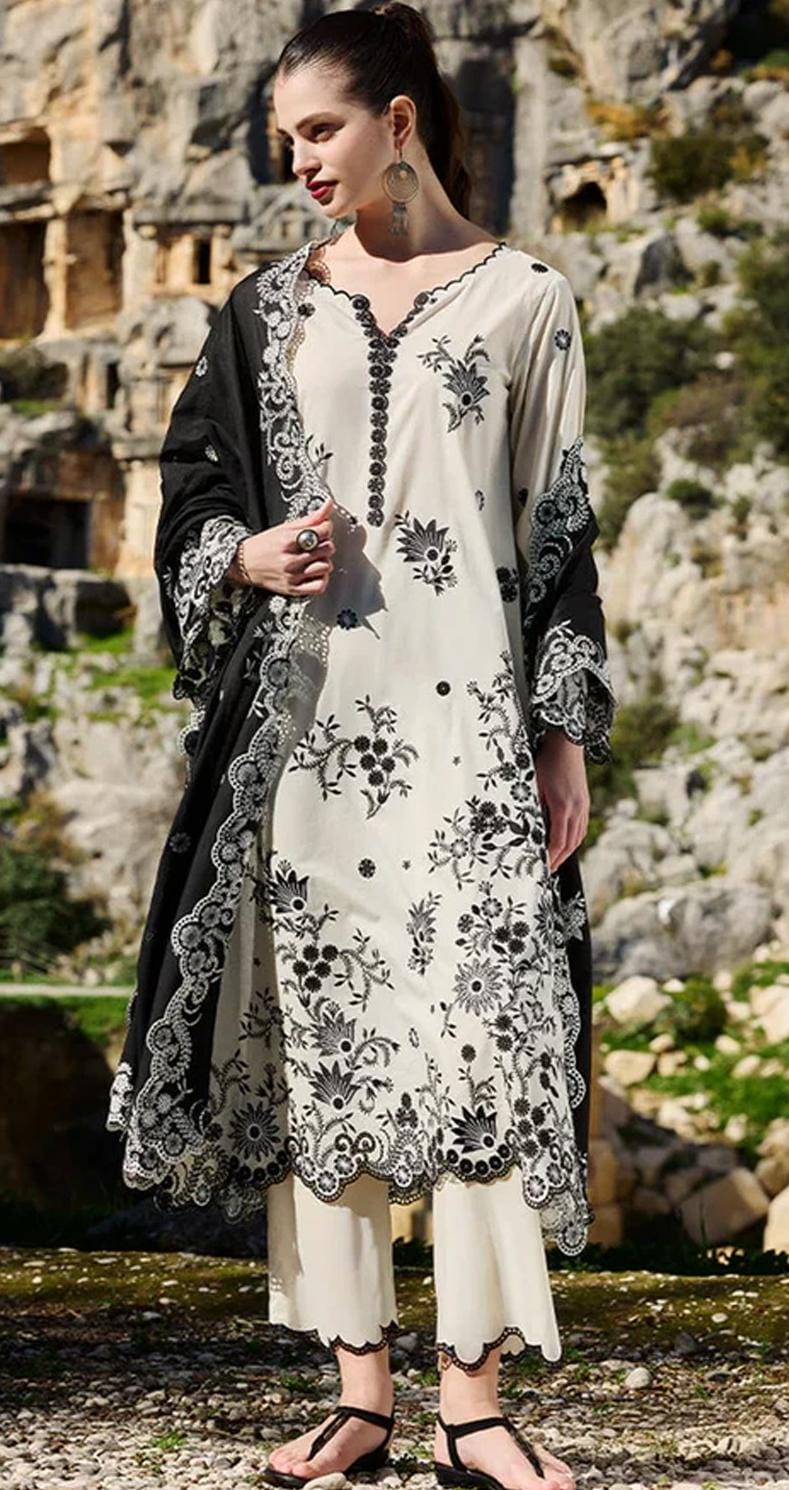 Nureh - 3pc Heavy Embroidered Lawn with Emb Chiffon Dopatta