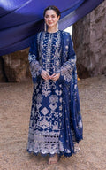 Qalamkar - 3pc Heavy Embroidered Lawn with Printed Soft diamond Dopatta