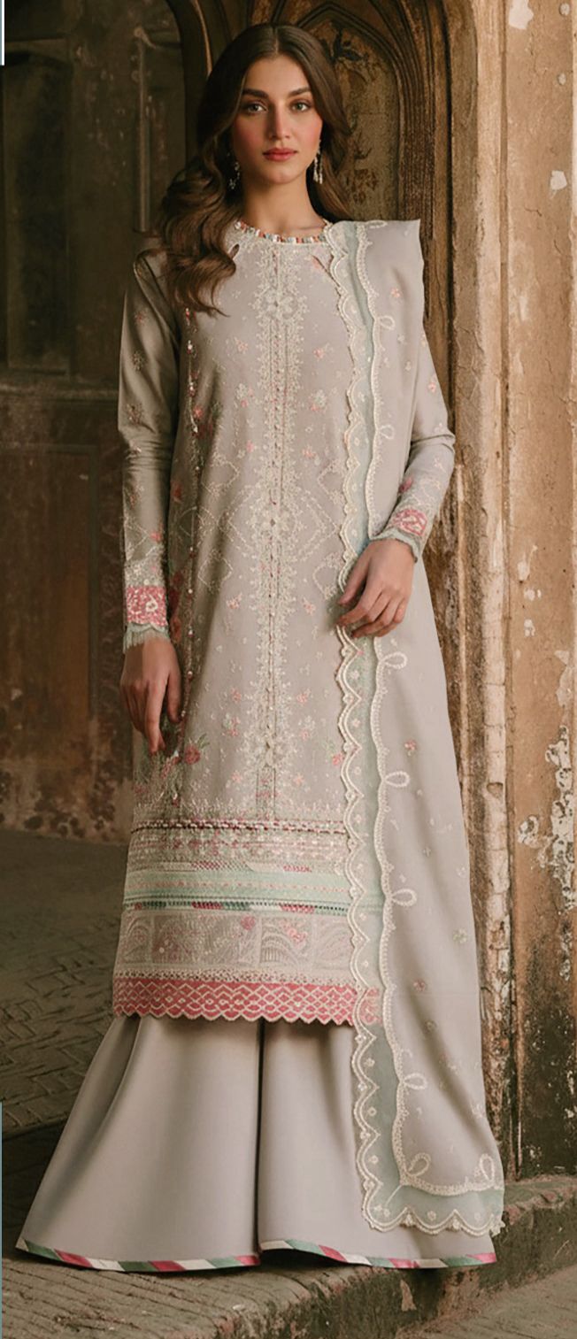Zara Shahjahan - 3pc Heavy Embroidered Lawn with Ready to wear Emb Chiffon Dopatta