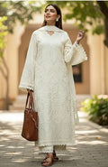 Maria B - 3pc Chikenkari Embroidered Lawn with Emb Khaadi Net Dopatta