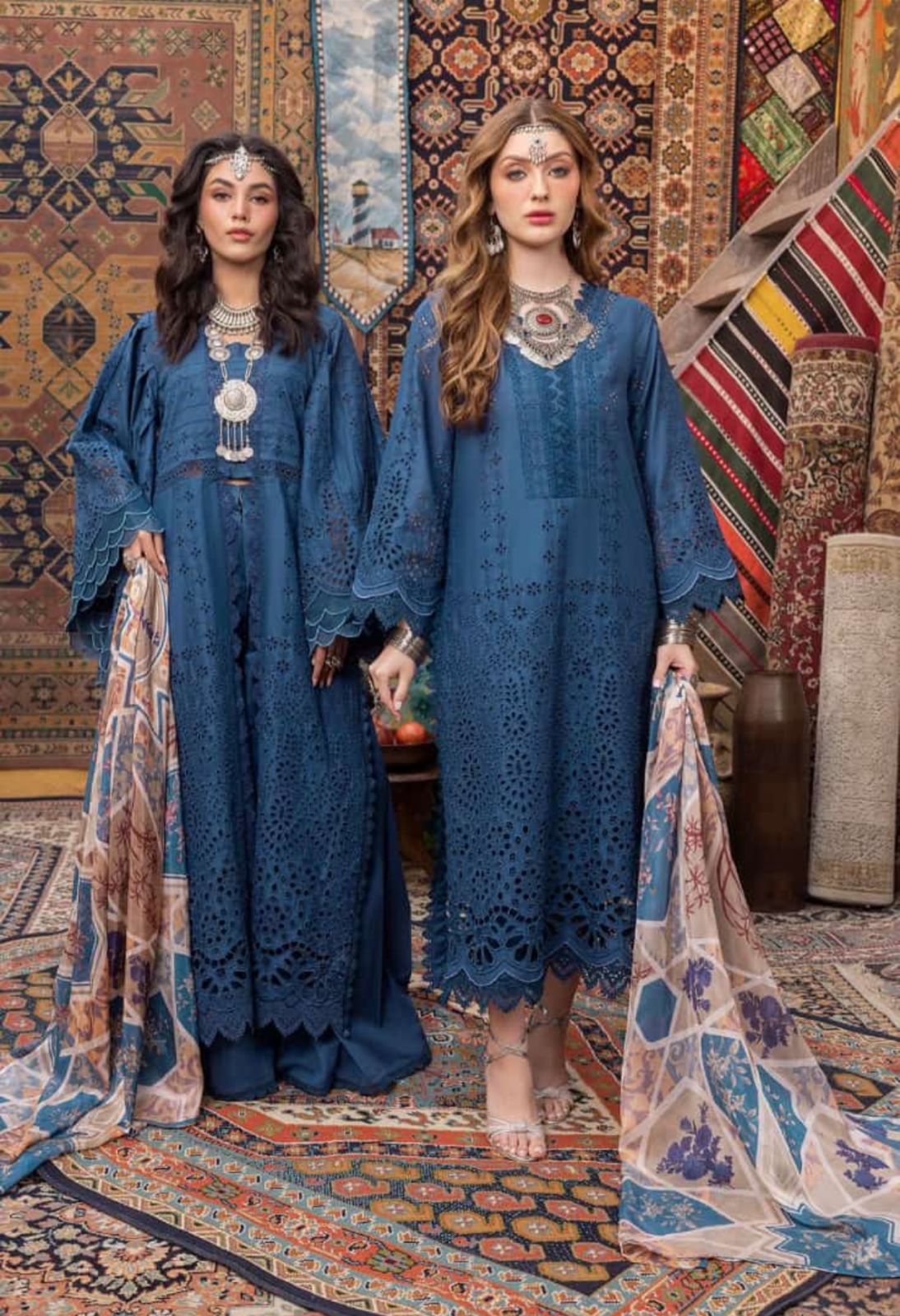 Adan Libas - 3pc Chikenkari Embroidered Lawn with Digital Printed Diamond Dopatta