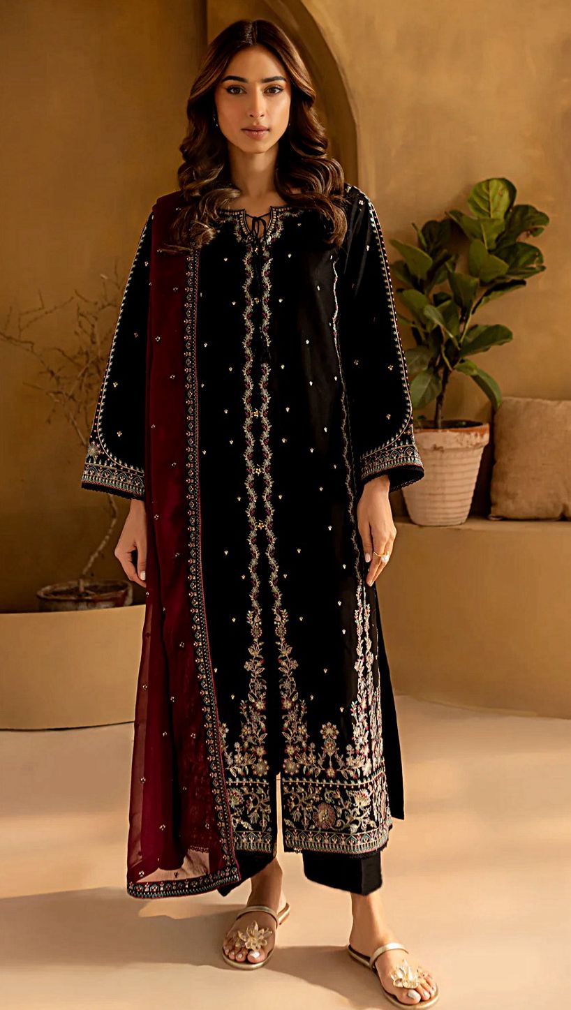 Batik - 3pc Embroidered Lawn with Emb Chiffon Dopatta