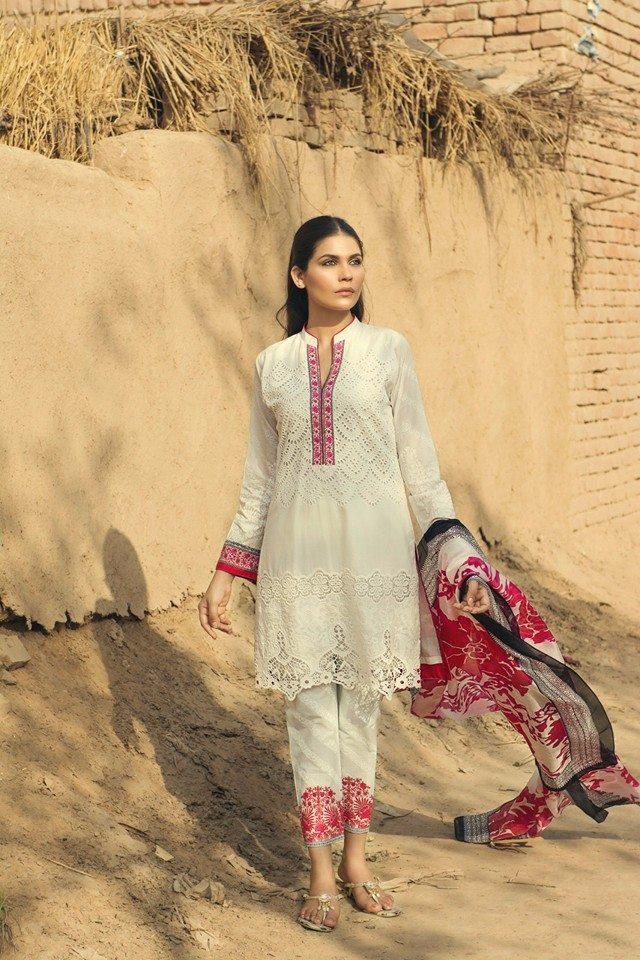 Sana Safinaz - 3pc Chikenkari Embroidered Lawn with Printed Diamond Silk Dopatta