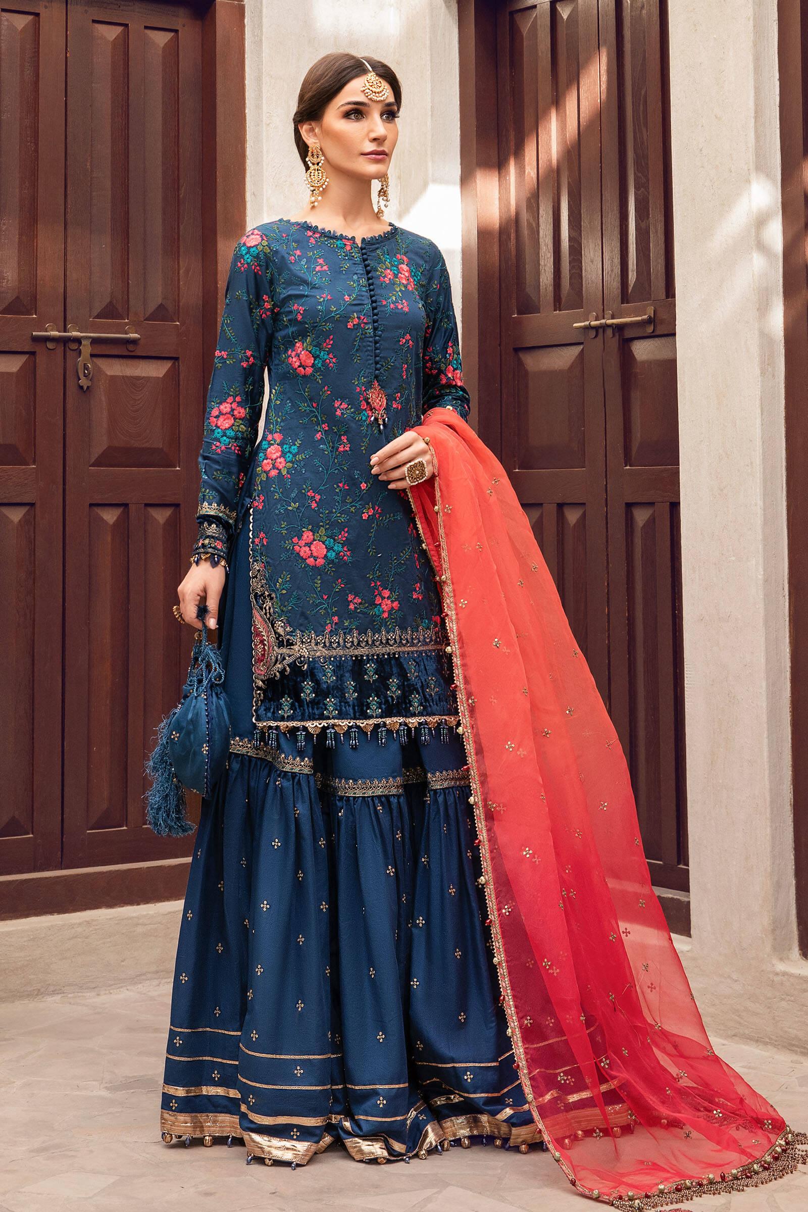 Maria B - 3pc Embroidered Lawn with Ready to wear Emb Chiffon Dopatta