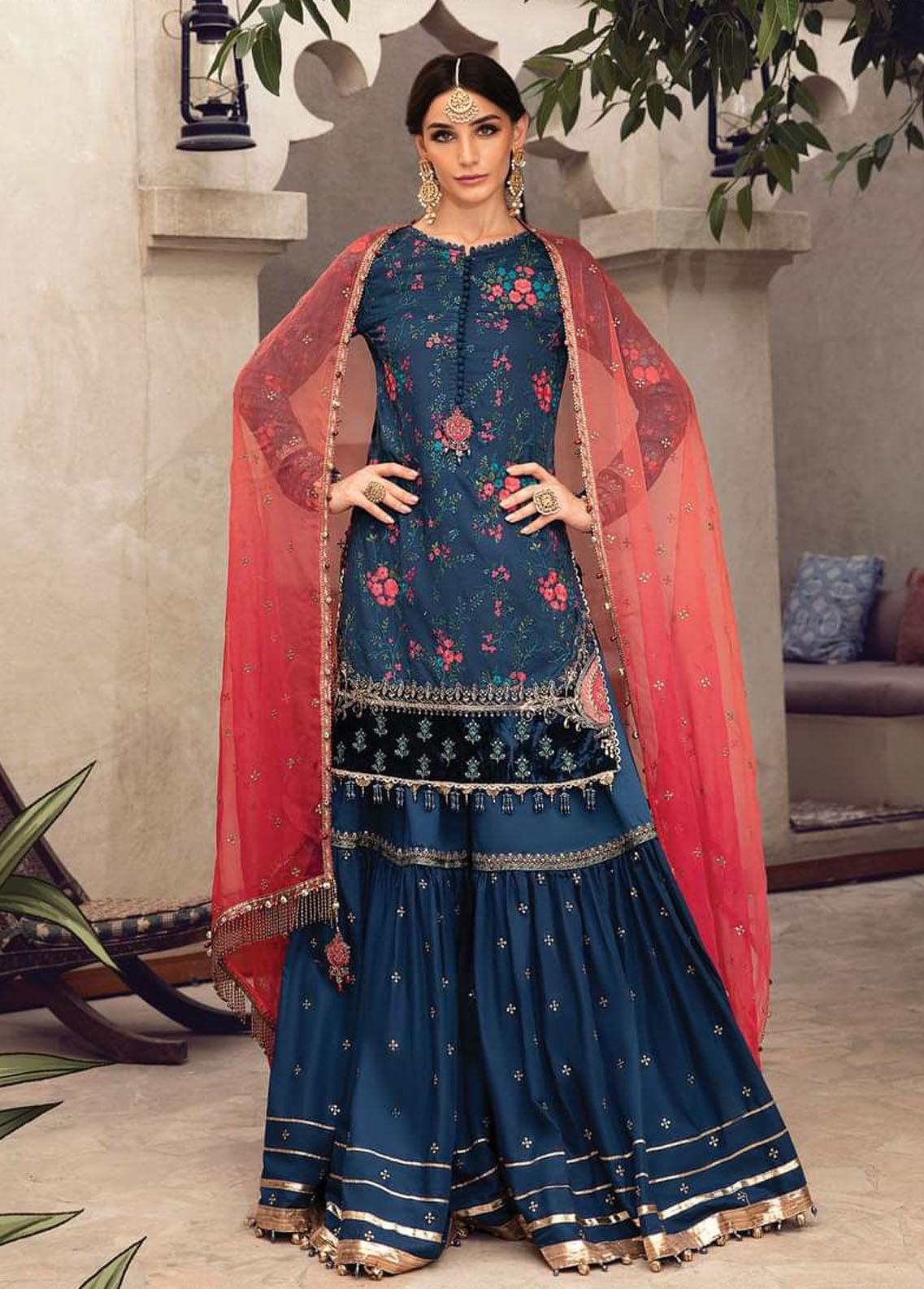 Maria B - 3pc Embroidered Lawn with Ready to wear Emb Chiffon Dopatta