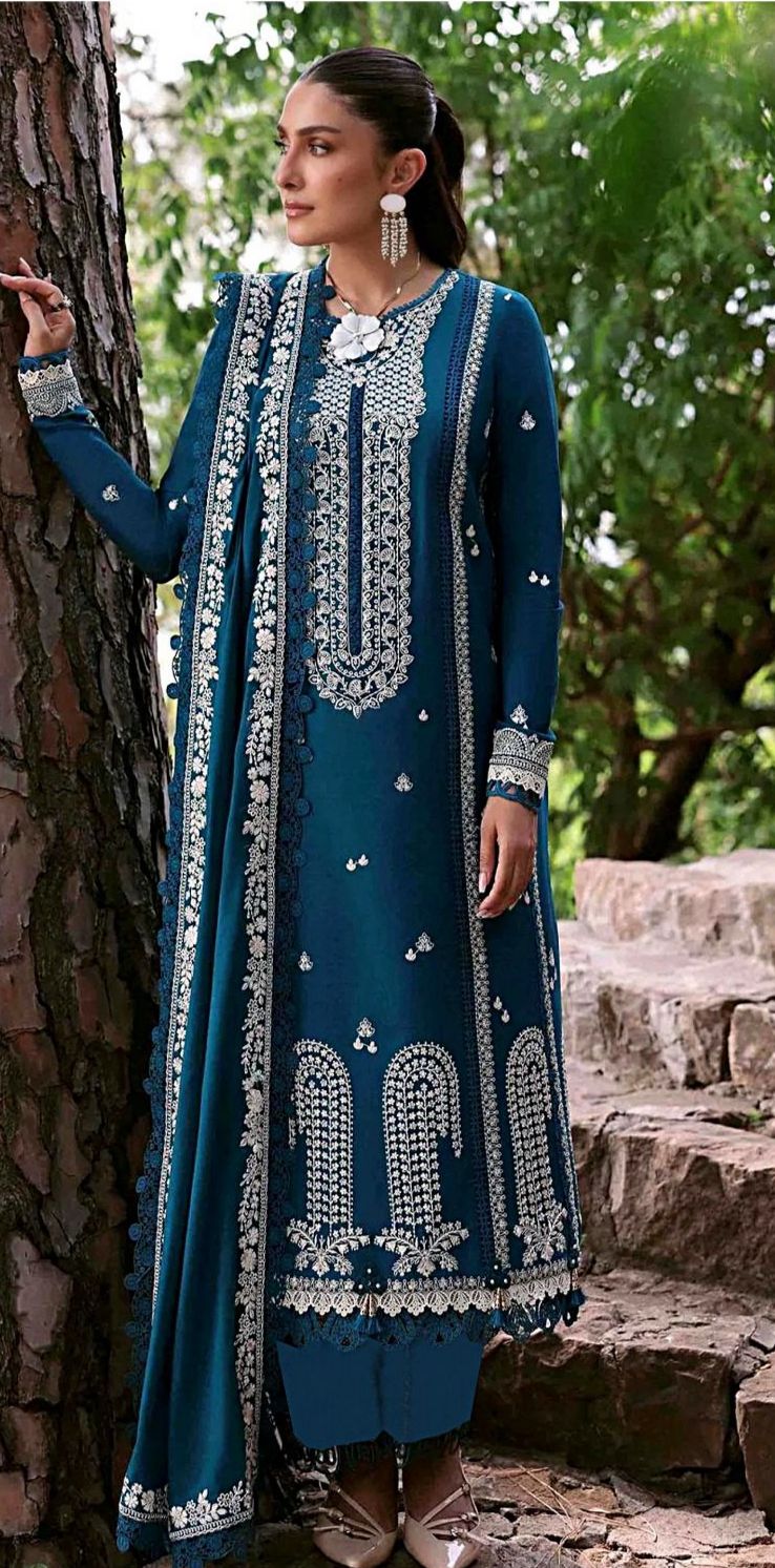 Asim Jofa - 3pc Embroidered Lawn with Emb Chiffon Dopatta