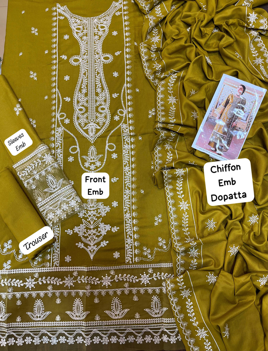 Jazmin - 3pc Embroidered Lawn with Emb Chiffon Dopatta