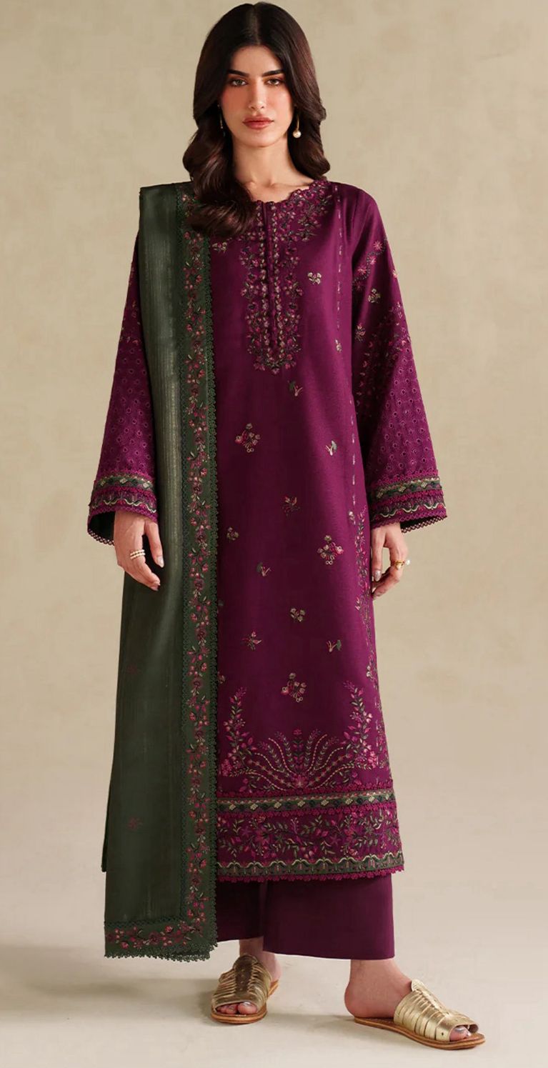 Izink - 3pc Embroidered Lawn with Emb Chiffon Dopatta