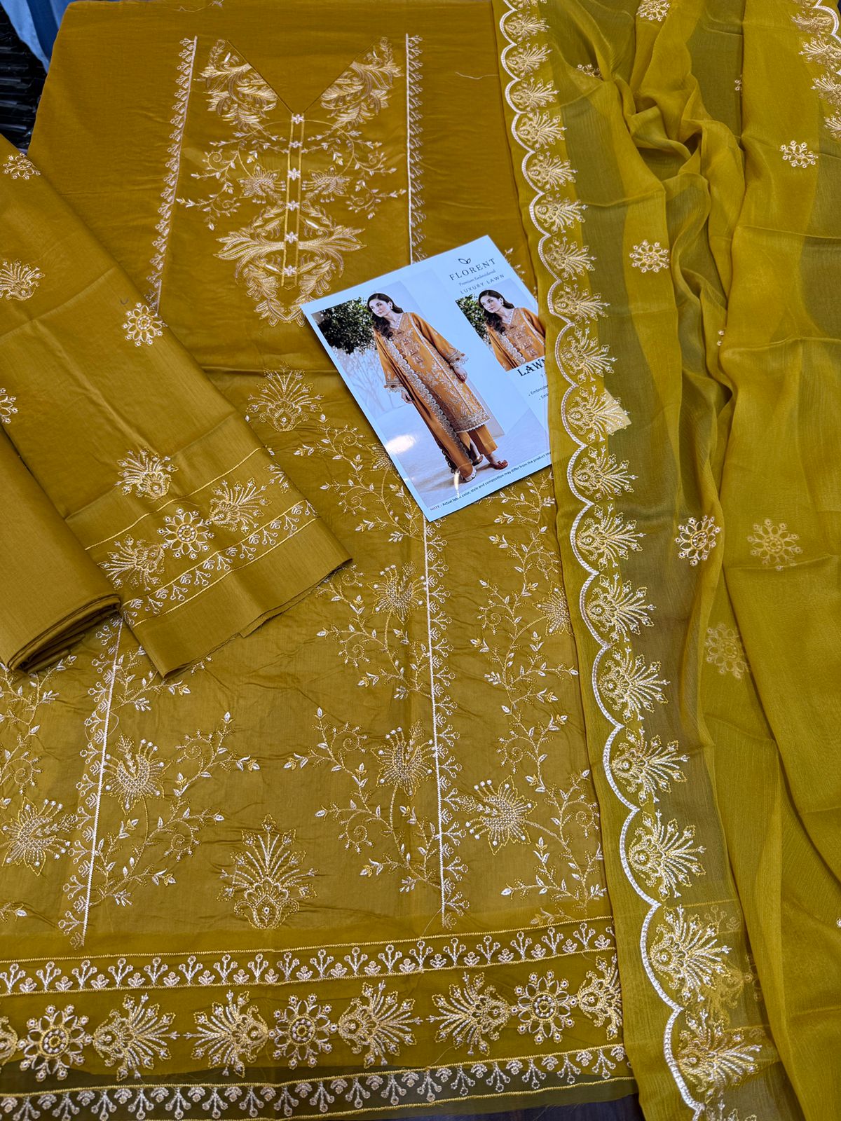 Florant - 3pc Embroidered Lawn with Emb Chiffon Dopatta