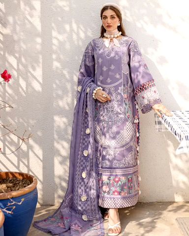 Parishay - 3pc Embroidered Lawn with Emb Chiffon Dopatta