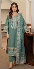 Waniya - 3pc Embroidered Lawn with Emb Chiffon Dopatta