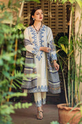 Ziva - 3pc Embroidered Lawn with Printed Diamond Dopatta