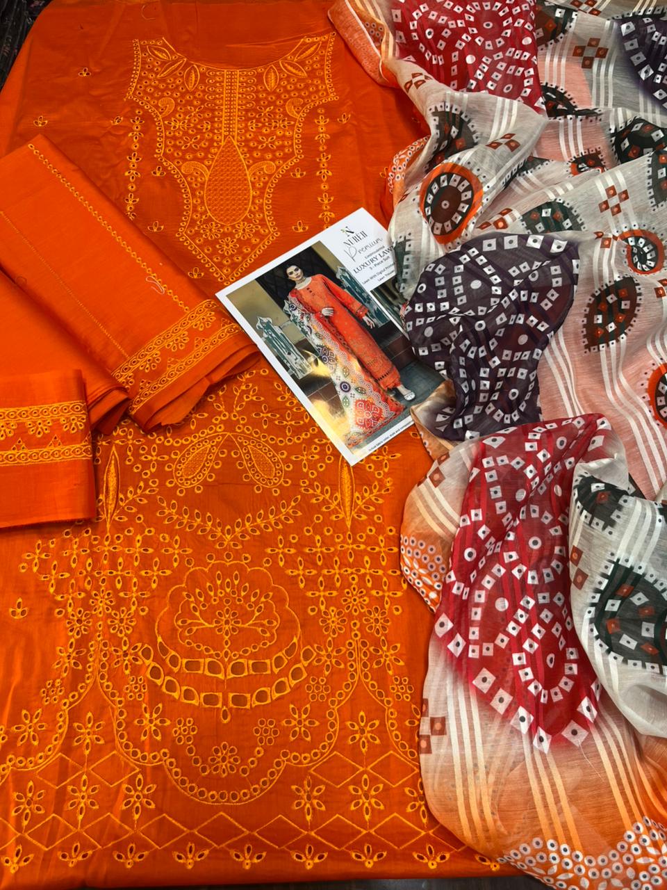 Nureh - 3pc Embroidered Lawn with Printed Soft Diamond Dopatta