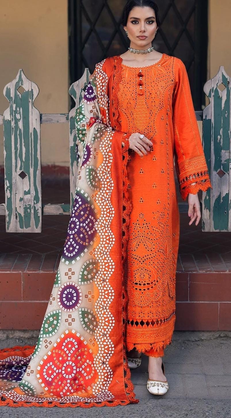 Nureh - 3pc Embroidered Lawn with Printed Soft Diamond Dopatta
