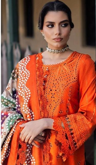 Nureh - 3pc Embroidered Lawn with Printed Soft Diamond Dopatta