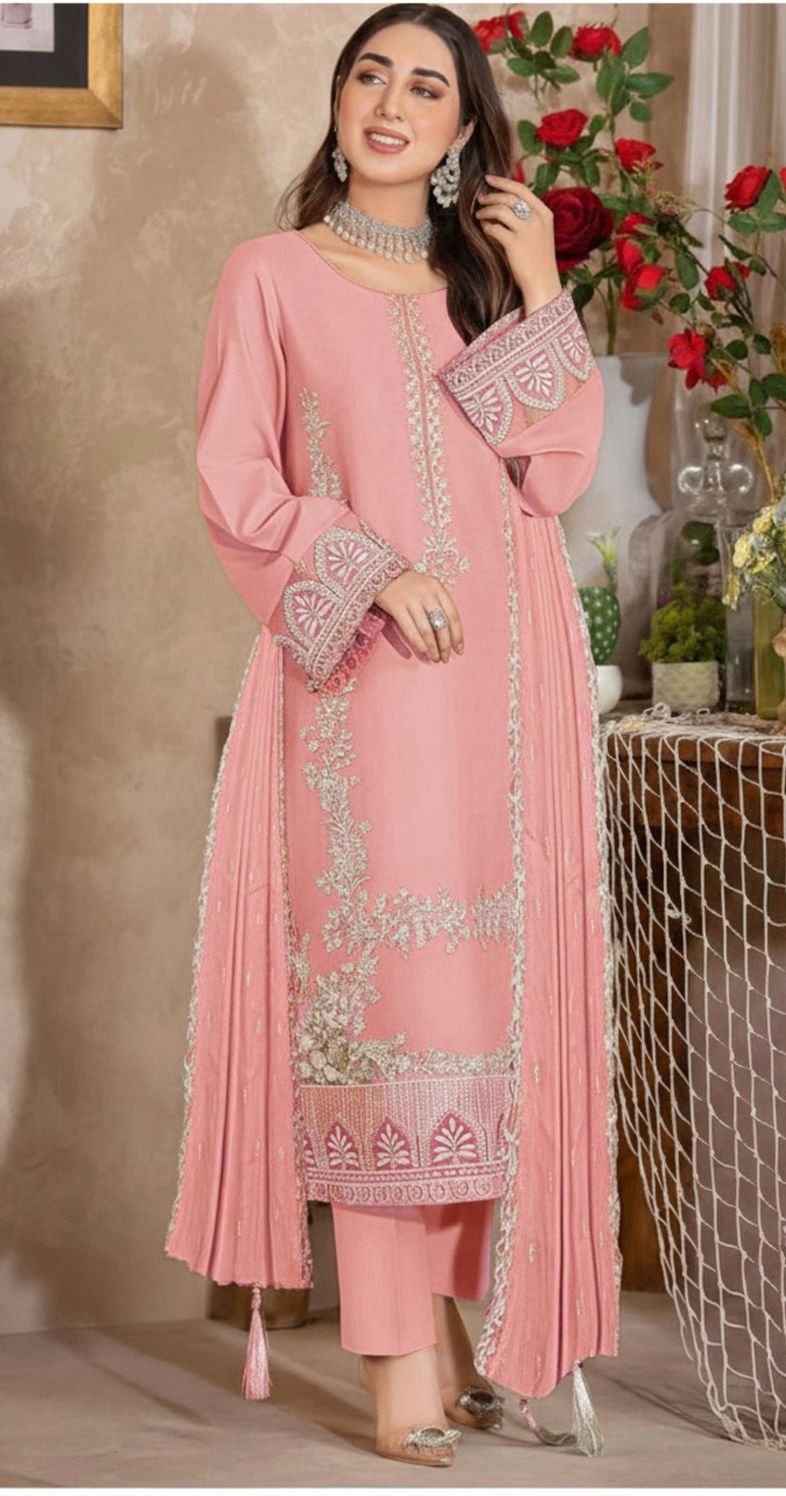Zarqash - 3pc Embroidered Lawn with Chiffon Emb Dopatta