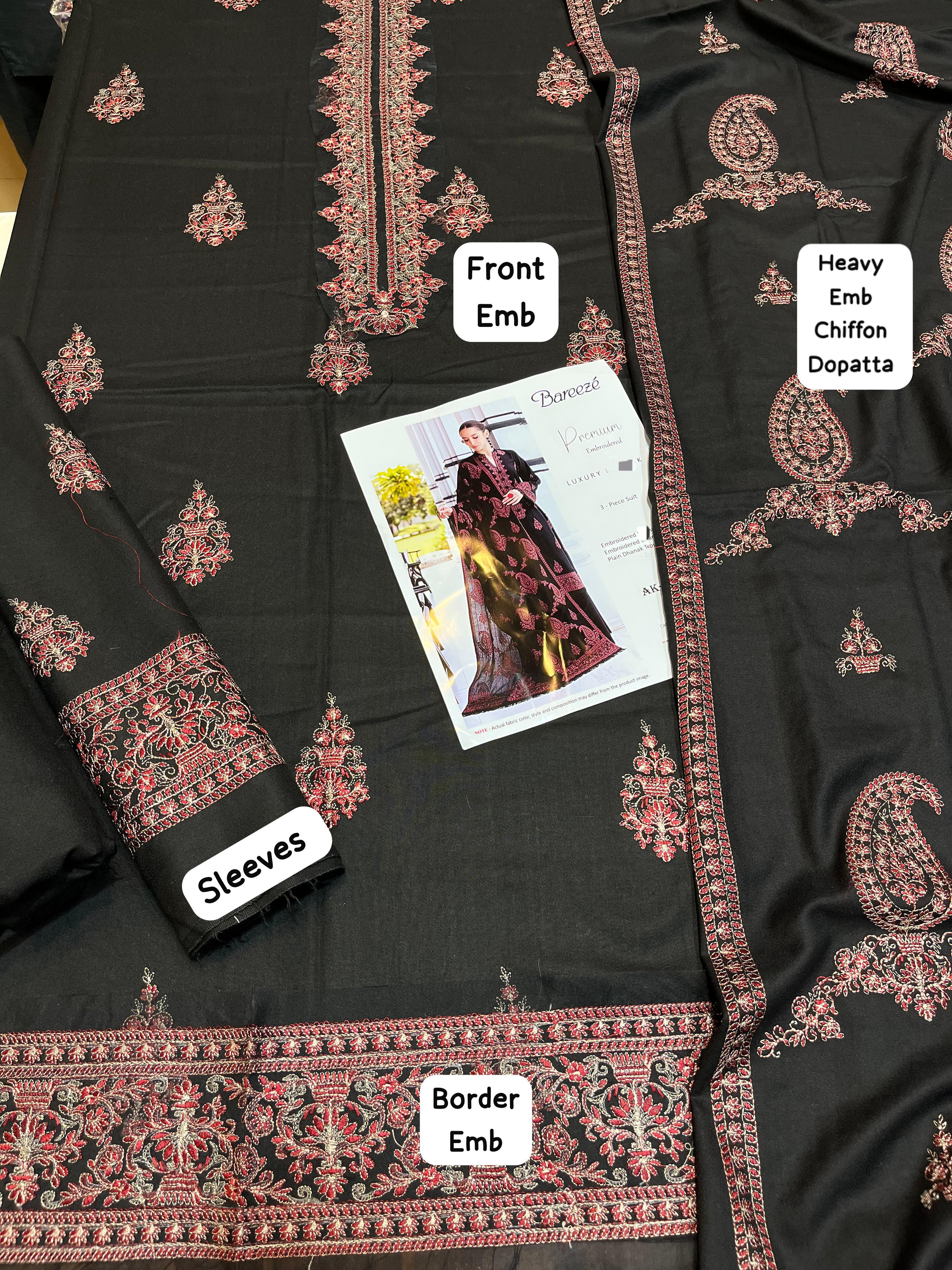 Bareeze - 3pc Embroidered Lawn with Chiffon Emb Dopatta