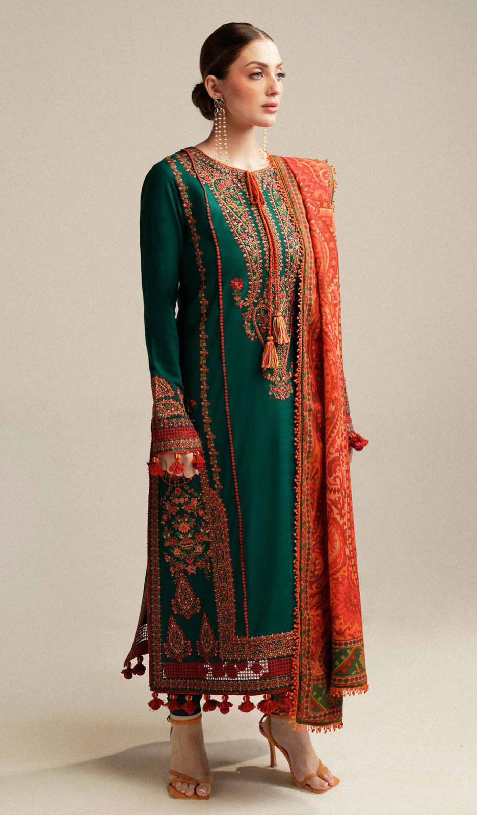 Hussain Rehar - 3pc Embroidered Lawn with Printed Dimond Dopatta