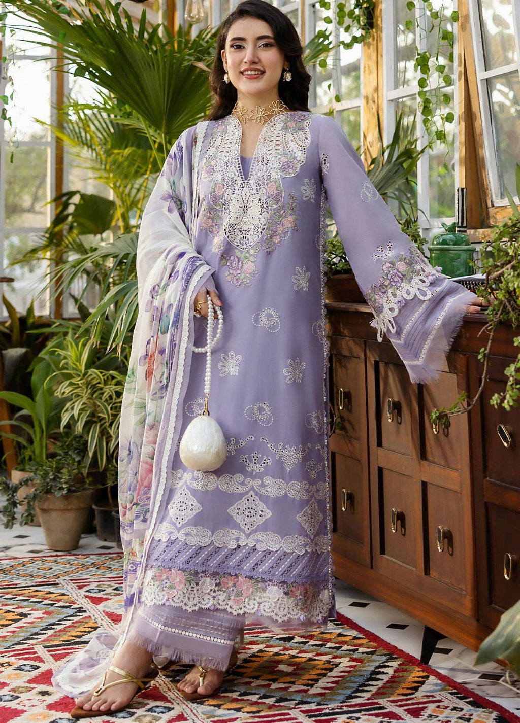Elaf - 3pc Embroidered Lawn with Printed Soft Chiffon Dopatta