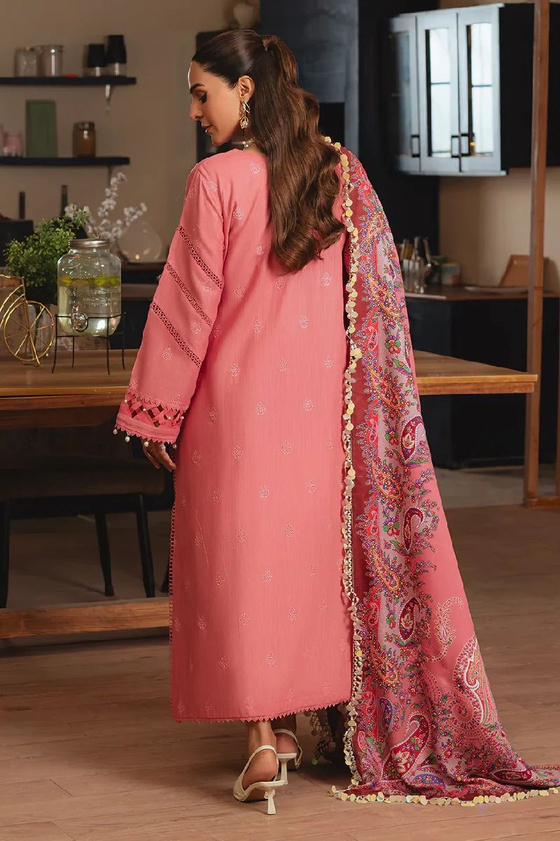 Mahnur - 3pc Chikenkari Embroidered Lawn with Digital Printed Diamond Dopatta