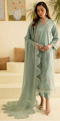 Nureh - 3pc Embroidered Lawn with Emb Chiffon Dopatta