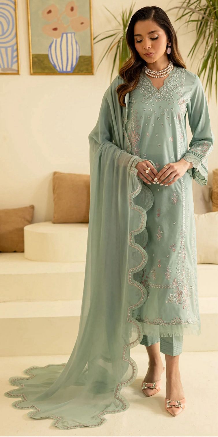 Nureh - 3pc Embroidered Lawn with Emb Chiffon Dopatta