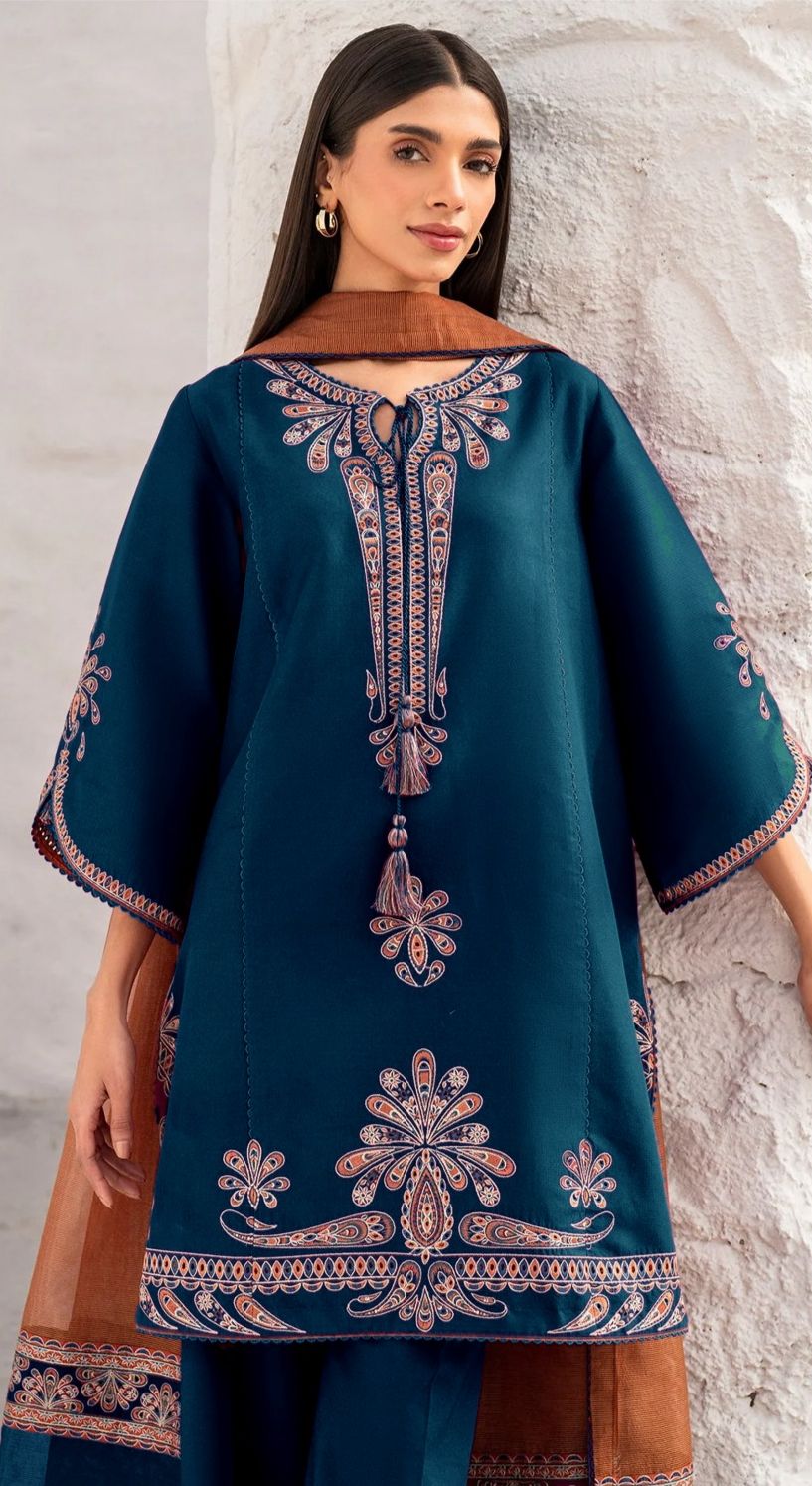 Jazmin - 3pc Embroidered Lawn with Printed Soft Chiffon Dopatta
