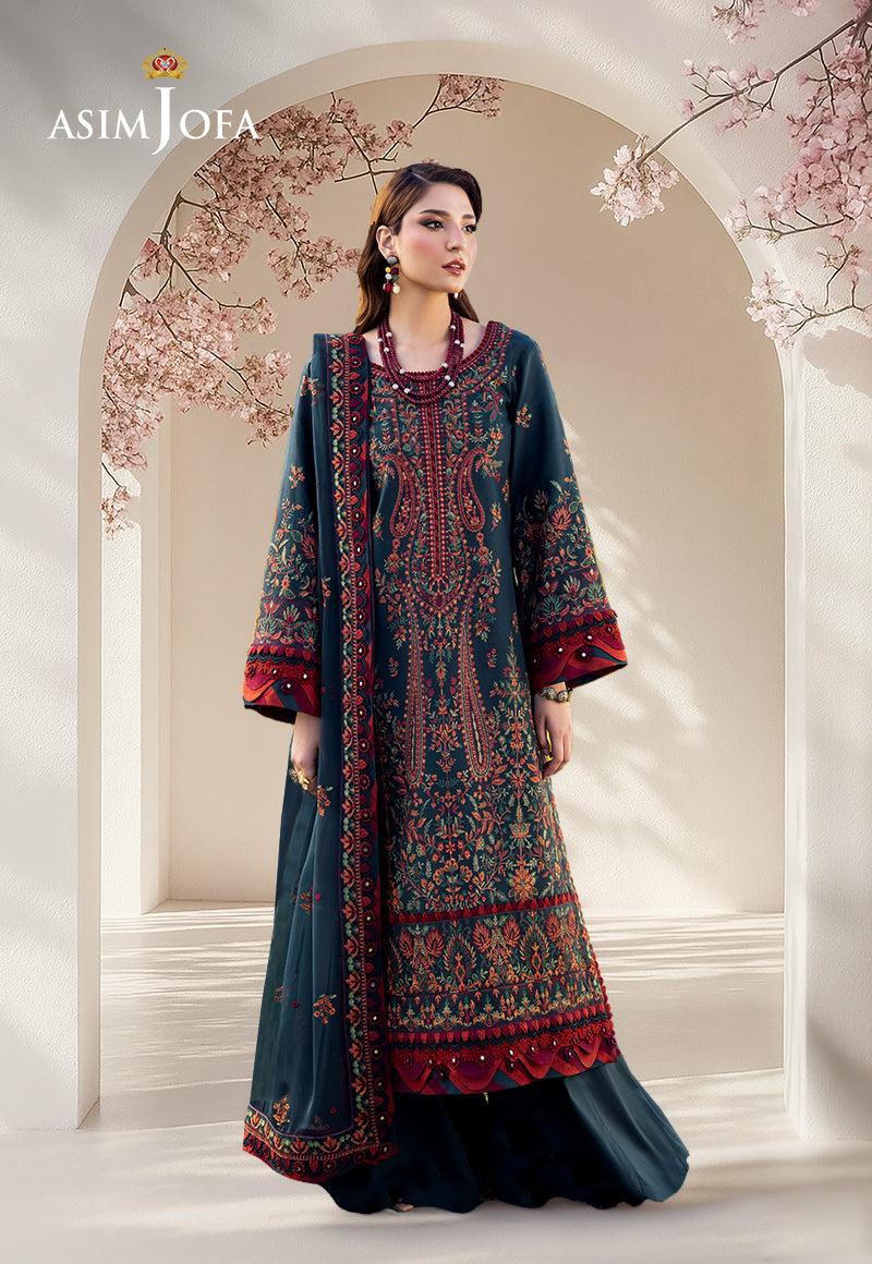Asim Jofa - 3pc Embroidered Lawn with Emb Chiffon Dopatta