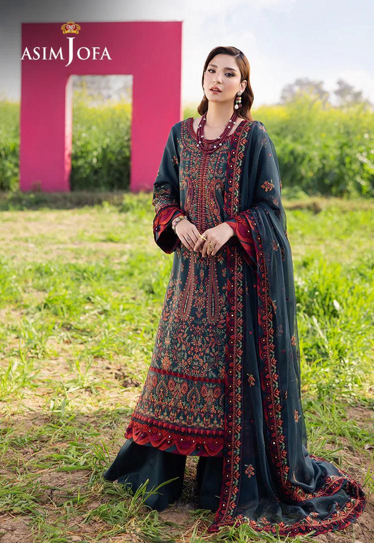 Asim Jofa - 3pc Embroidered Lawn with Emb Chiffon Dopatta