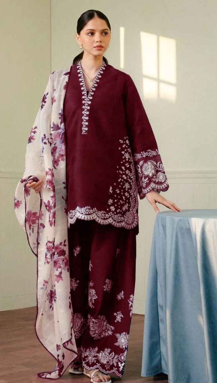 Zara Shahjahan - 3pc Embroidered Lawn with Printed Diamond Dopatta