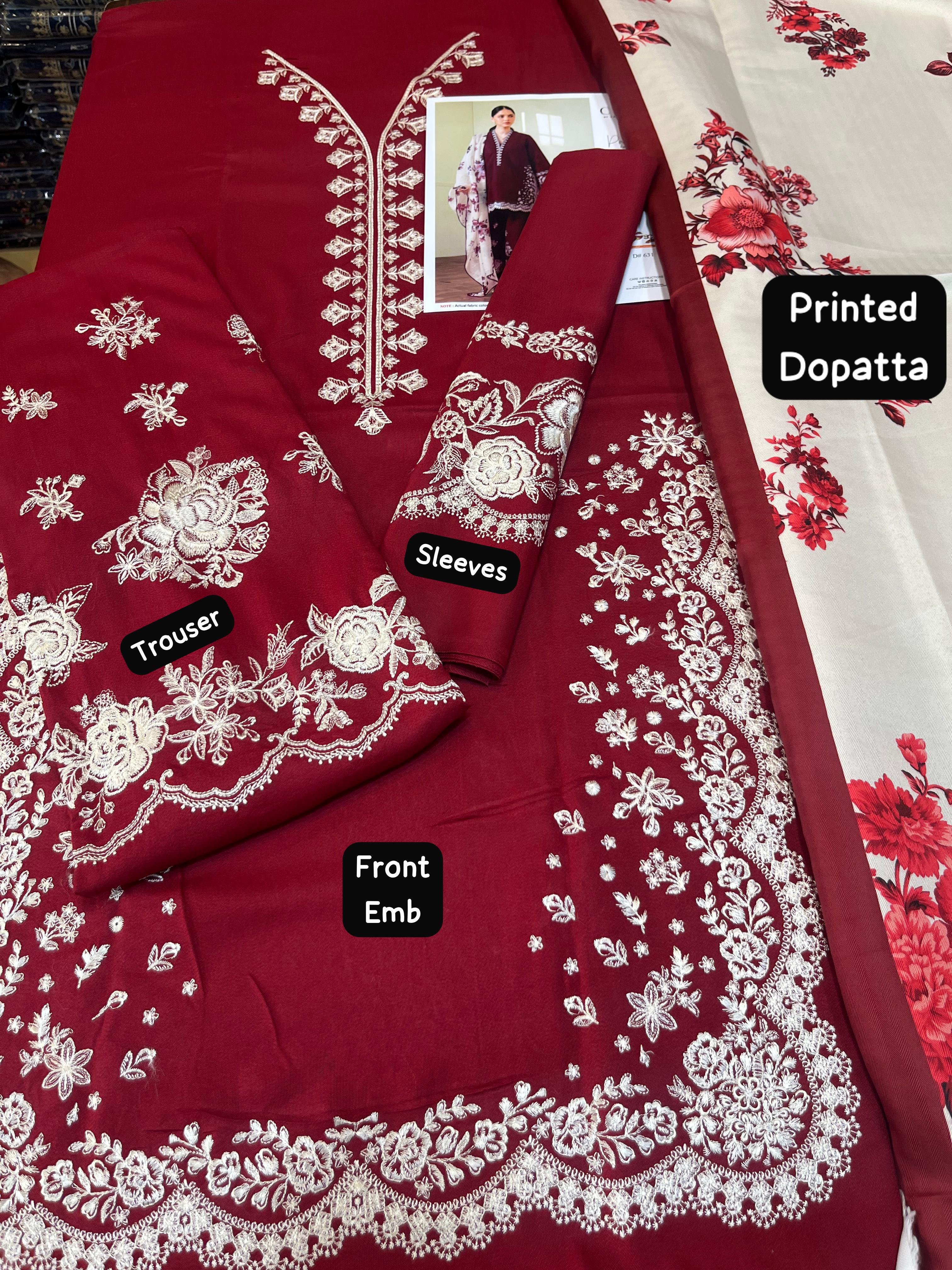 Zara Shahjahan - 3pc Embroidered Lawn with Printed Diamond Dopatta