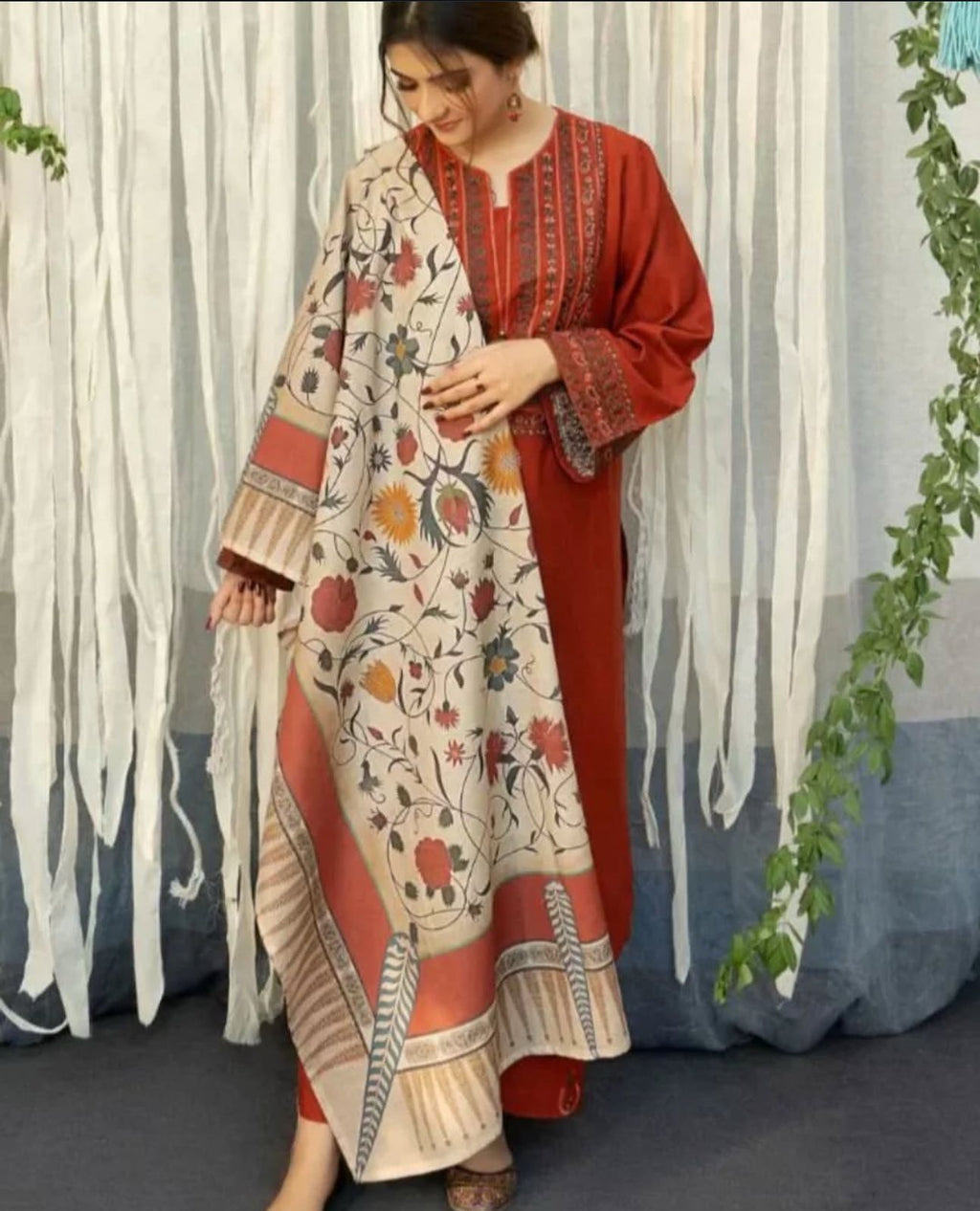 A Sling - 3pc Embroidered Lawn with Printed Diamond Dopatta