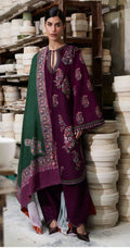 Hussain rehar - 3pc Embroidered Lawn with Printed Diamond Dopatta