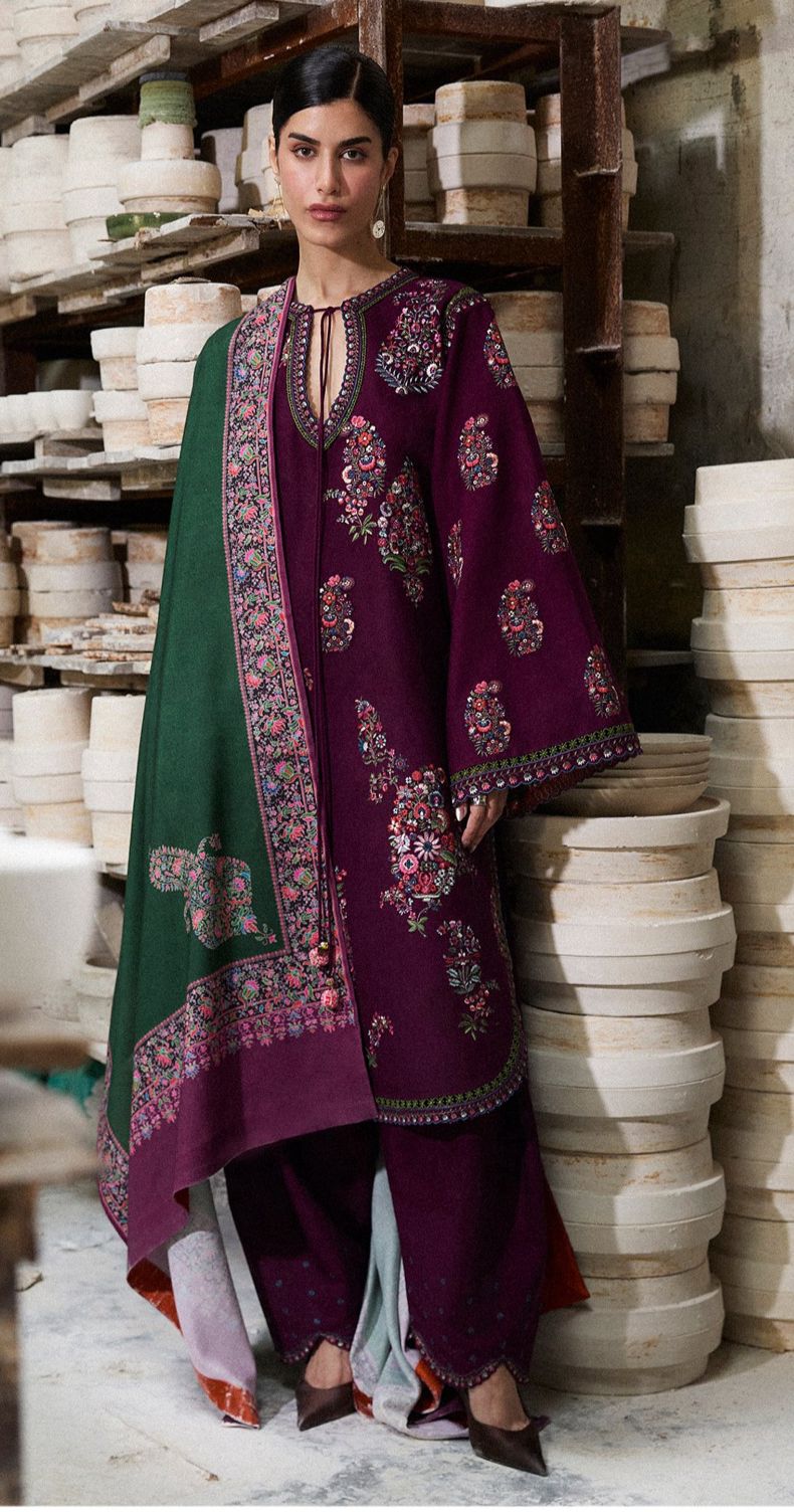 Hussain rehar - 3pc Embroidered Lawn with Printed Diamond Dopatta