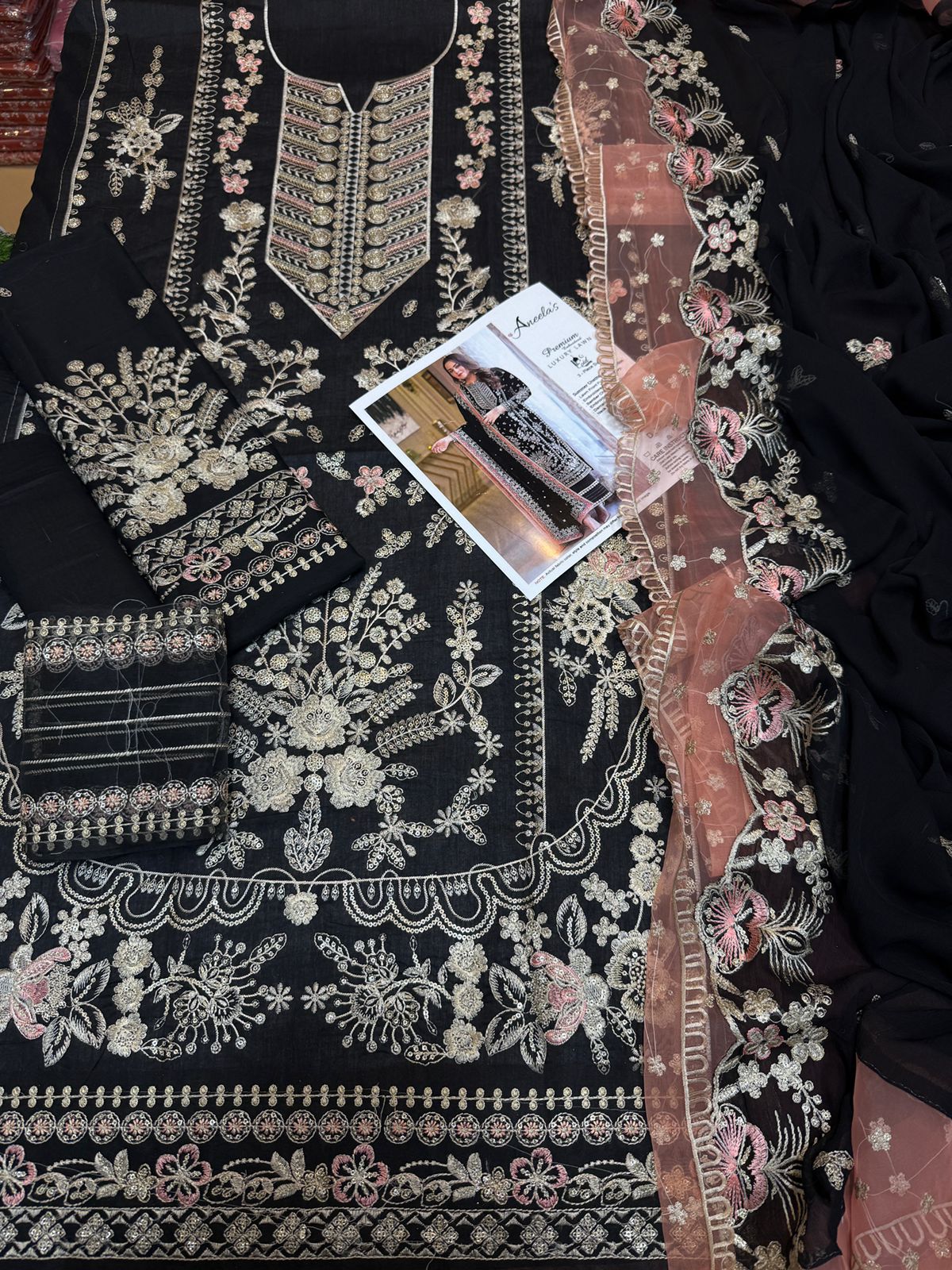 Aneela’s - 3pc Embroidered Lawn with Ready to wear Emb Chiffon Dopatta