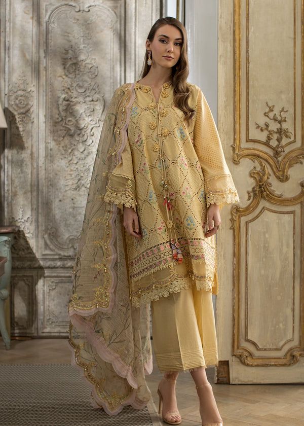 Chrimson - 3pc Embroidered Lawn with Emb Chiffon Dopatta