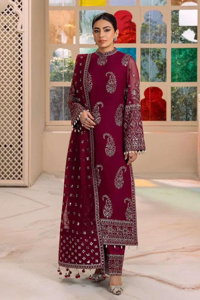 Asim jofa - 3pc Embroidered Lawn with Emb Heavy Chiffon Dopatta