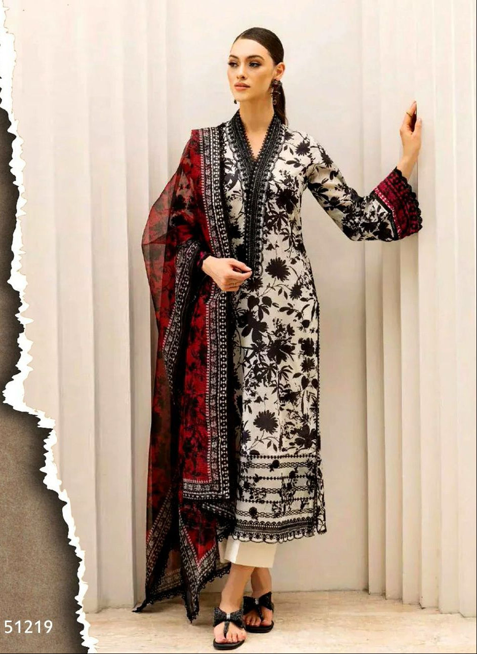 Zainab Chottani - 3pc Embroidered Lawn with Printed Lawn Dopatta