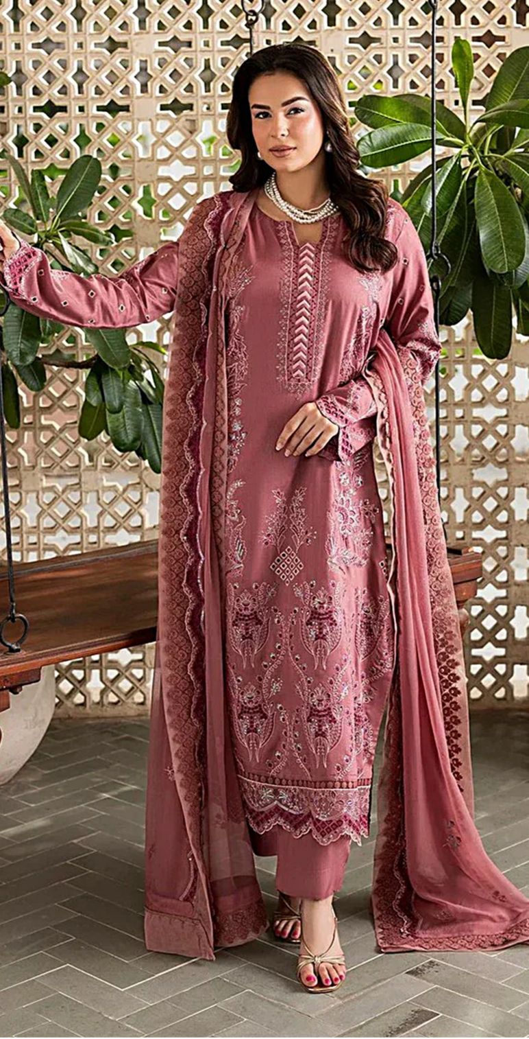 Raeesa - 3pc Embroidered Lawn with Emb Heavy Chiffon Dopatta