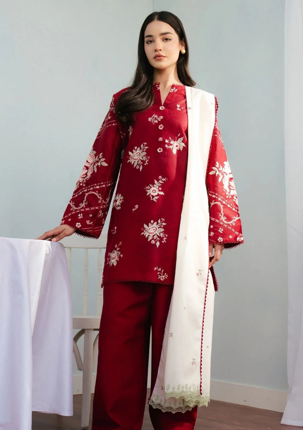 Coco - 3pc Embroidered Lawn with Emb Khaadi Net Dopatta