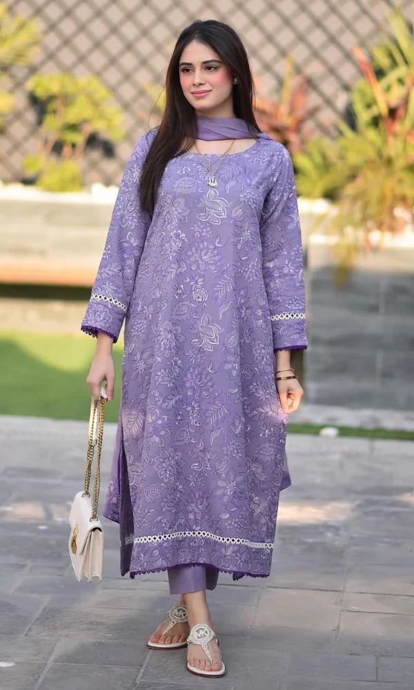 Bareeze - 3pc Embroidered Lawn with Emb Heavy Chiffon Dopatta
