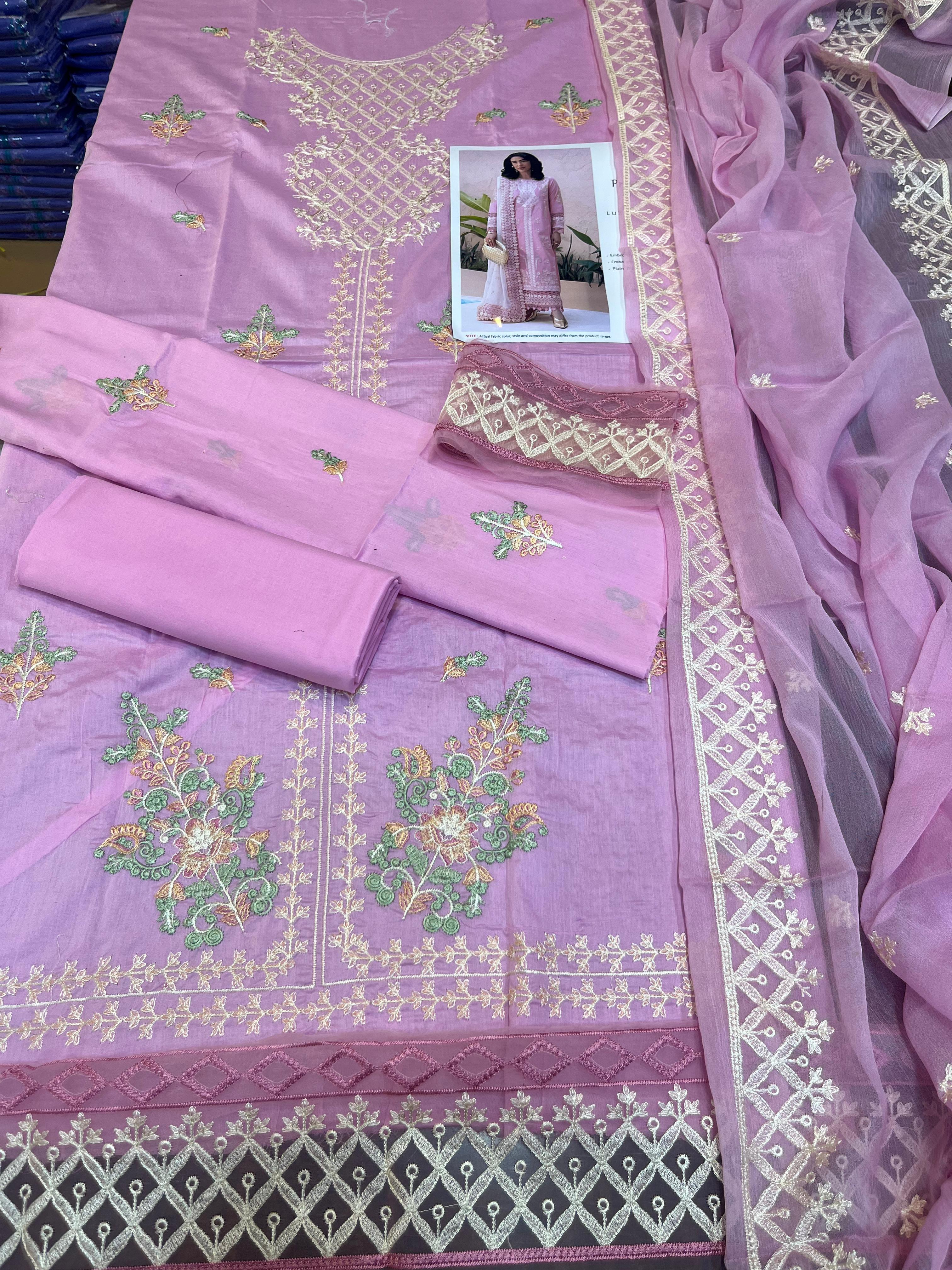 Marjan - 3pc Embroidered Lawn with Emb Chiffon Dopatta