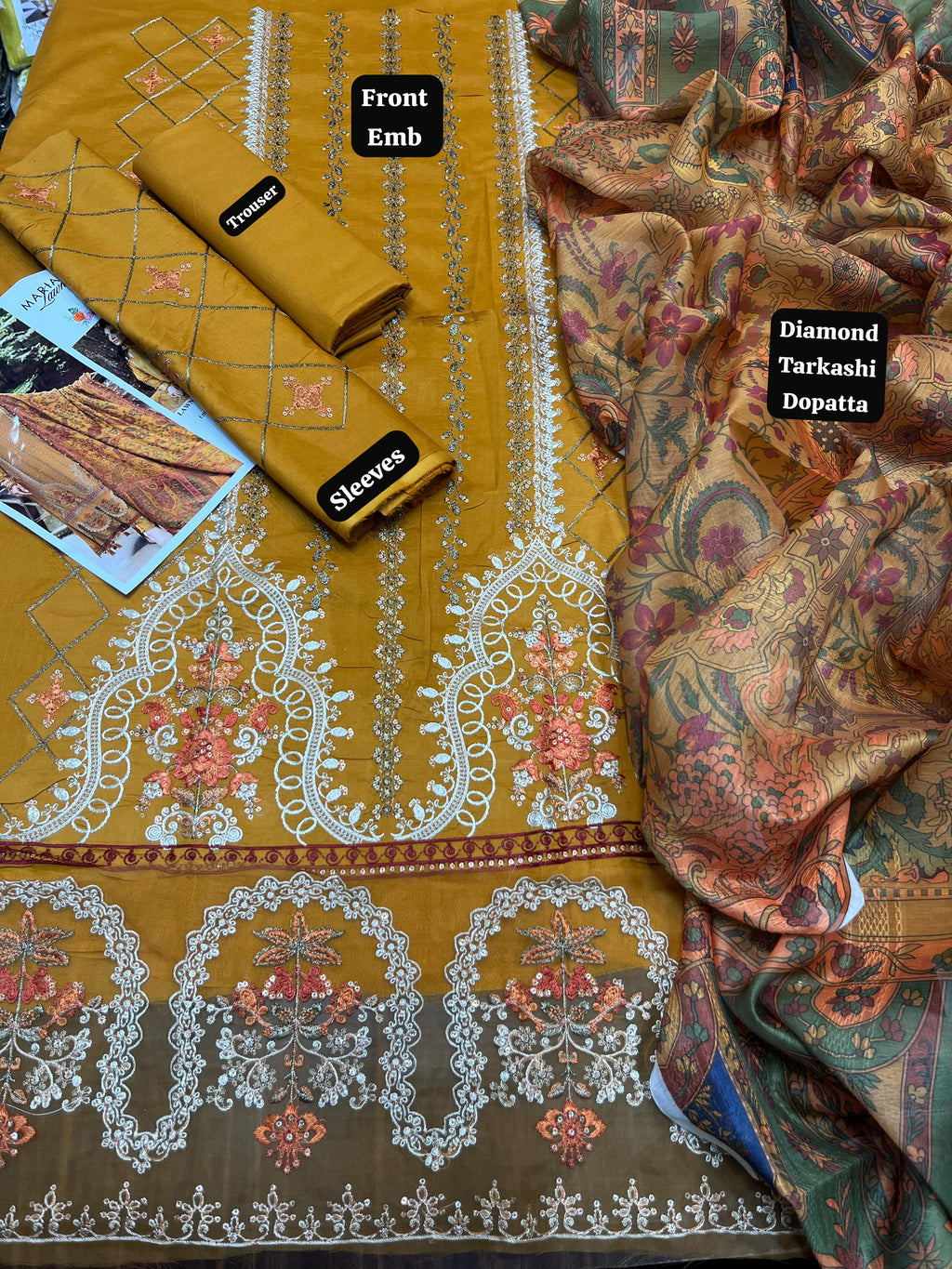Maria B - 3pc Embroidered Lawn with Printed Diamond Dopatta
