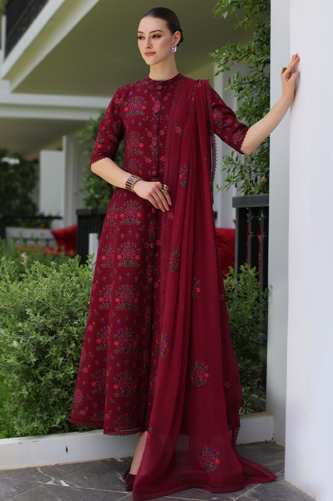 Bareeze - 3pc Embroidered Lawn with Bamber Chiffon Emb Dupata