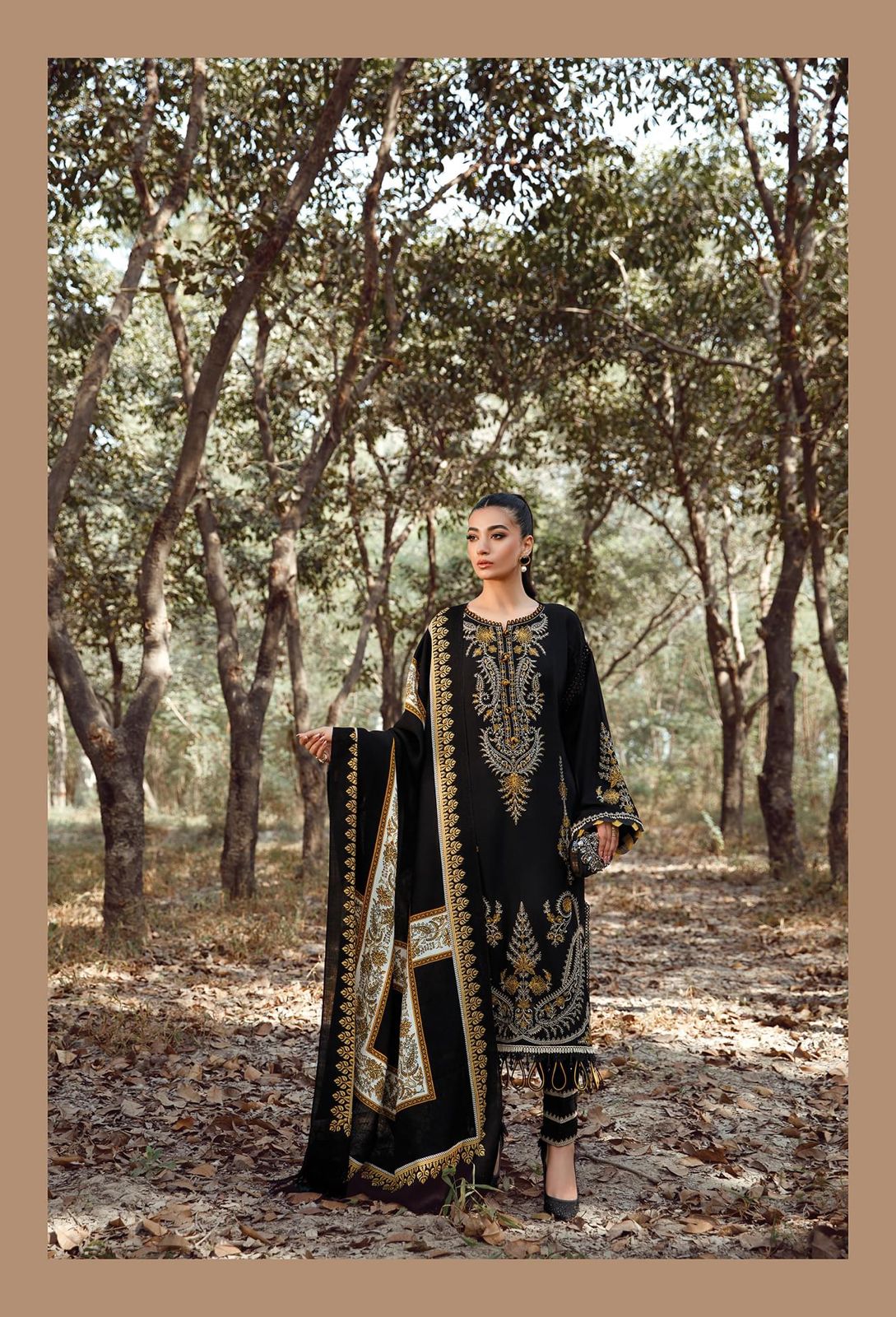 Maria B - 3pc Embroidered Lawn with Emb Chiffon Dopatta
